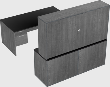 Parallel desk with credenza