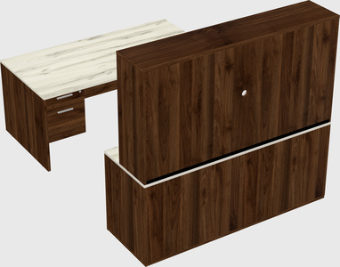 Parallel desk with credenza