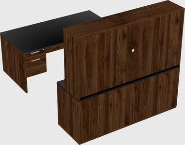 Parallel desk with credenza