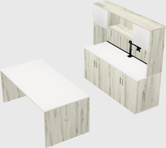 Parallel desk with credenza