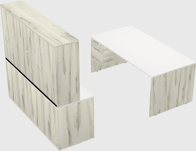 Parallel desk with credenza