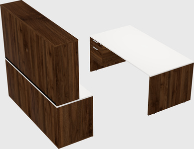 Parallel desk with credenza