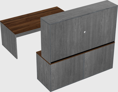 Parallel desk with credenza
