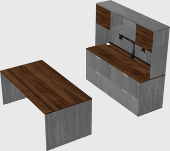 Parallel desk with credenza