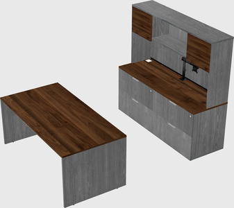 Parallel desk with credenza