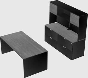 Parallel desk with credenza