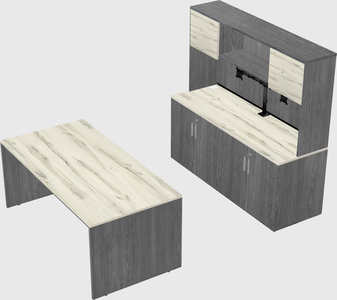 Parallel desk with credenza