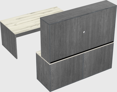 Parallel desk with credenza
