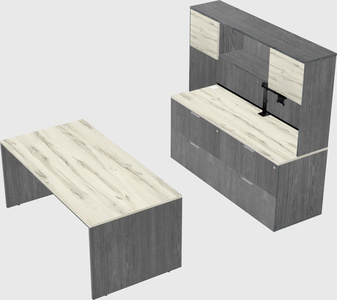 Parallel desk with credenza