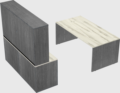 Parallel desk with credenza