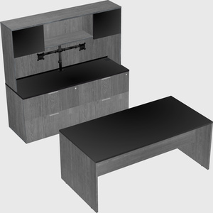 Parallel desk with credenza