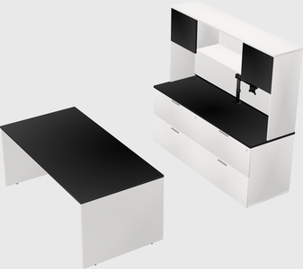 Parallel desk with credenza