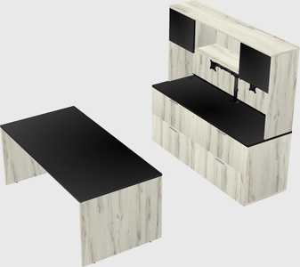 Parallel desk with credenza