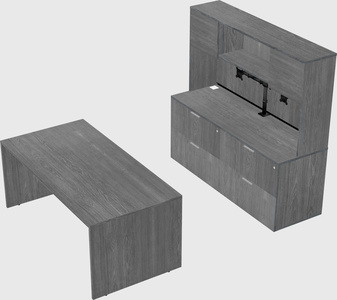 Parallel desk with credenza