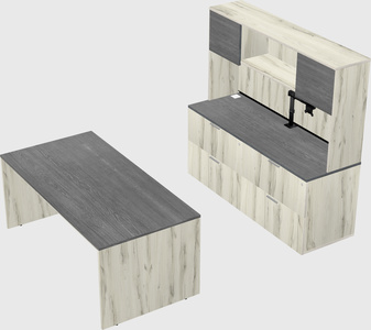Parallel desk with credenza