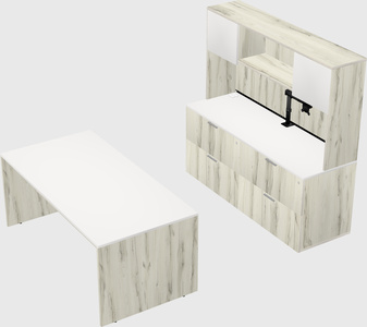 Parallel desk with credenza
