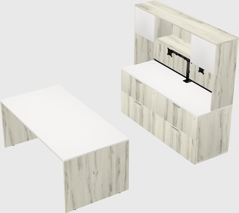 Parallel desk with credenza
