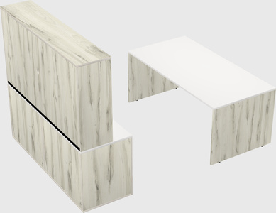 Parallel desk with credenza