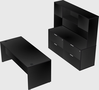 Parallel desk with credenza