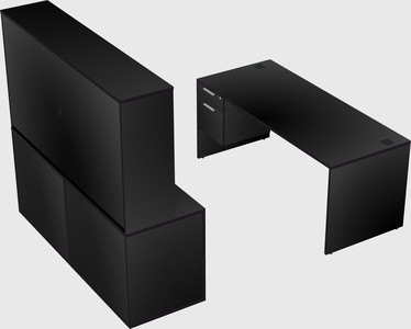 Parallel desk with credenza
