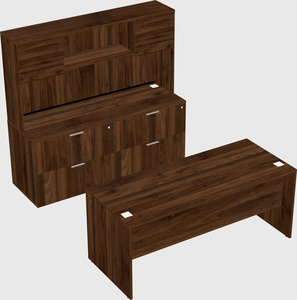 Parallel desk with credenza