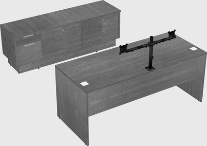 Parallel desk with low credenza