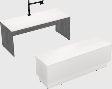 Parallel desk with low credenza