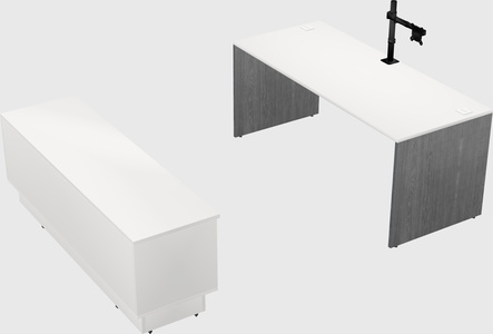 Parallel desk with low credenza