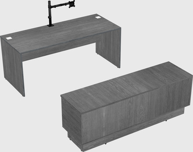 Parallel desk with low credenza