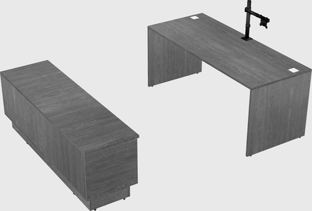 Parallel desk with low credenza