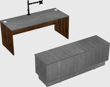 Parallel desk with low credenza