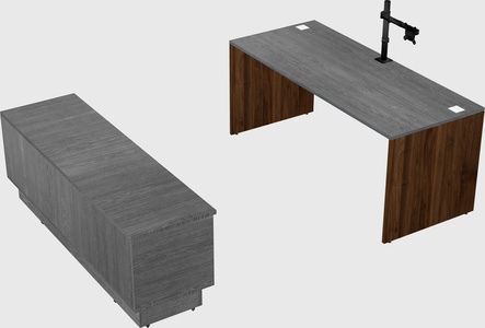 Parallel desk with low credenza