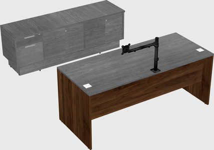 Parallel desk with low credenza