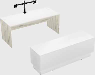 Parallel desk with low credenza