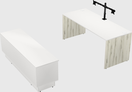 Parallel desk with low credenza