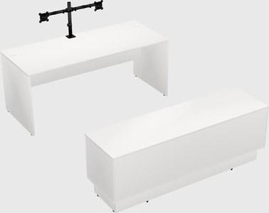 Parallel desk with low credenza