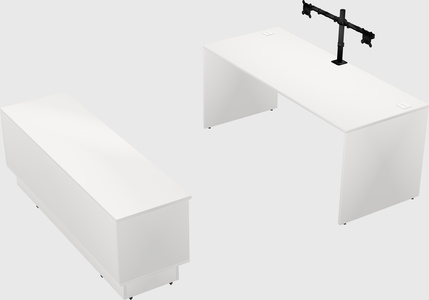 Parallel desk with low credenza