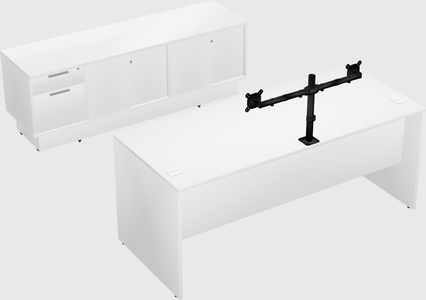 Parallel desk with low credenza