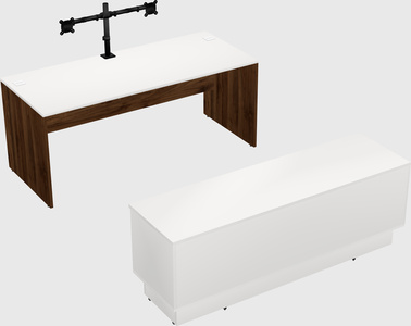 Parallel desk with low credenza