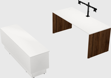Parallel desk with low credenza