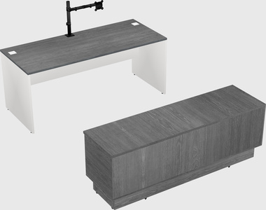 Parallel desk with low credenza