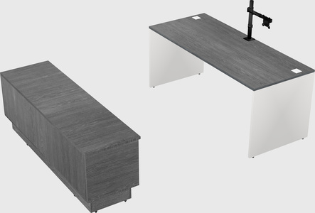 Parallel desk with low credenza