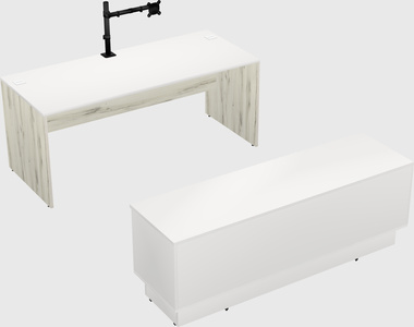 Parallel desk with low credenza