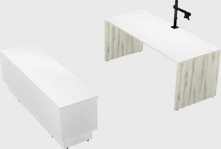 Parallel desk with low credenza