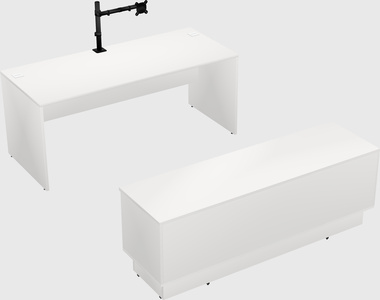Parallel desk with low credenza