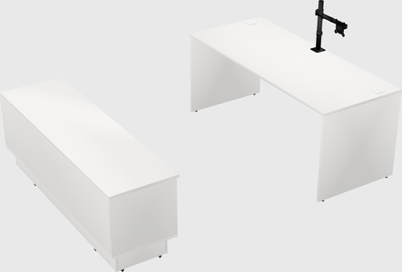 Parallel desk with low credenza