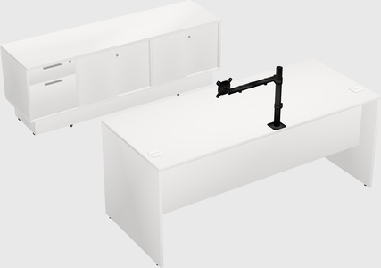 Parallel desk with low credenza