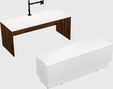 Parallel desk with low credenza