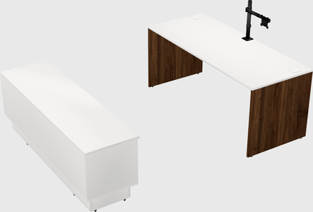 Parallel desk with low credenza
