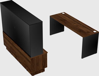 Parallel desk with low credenza